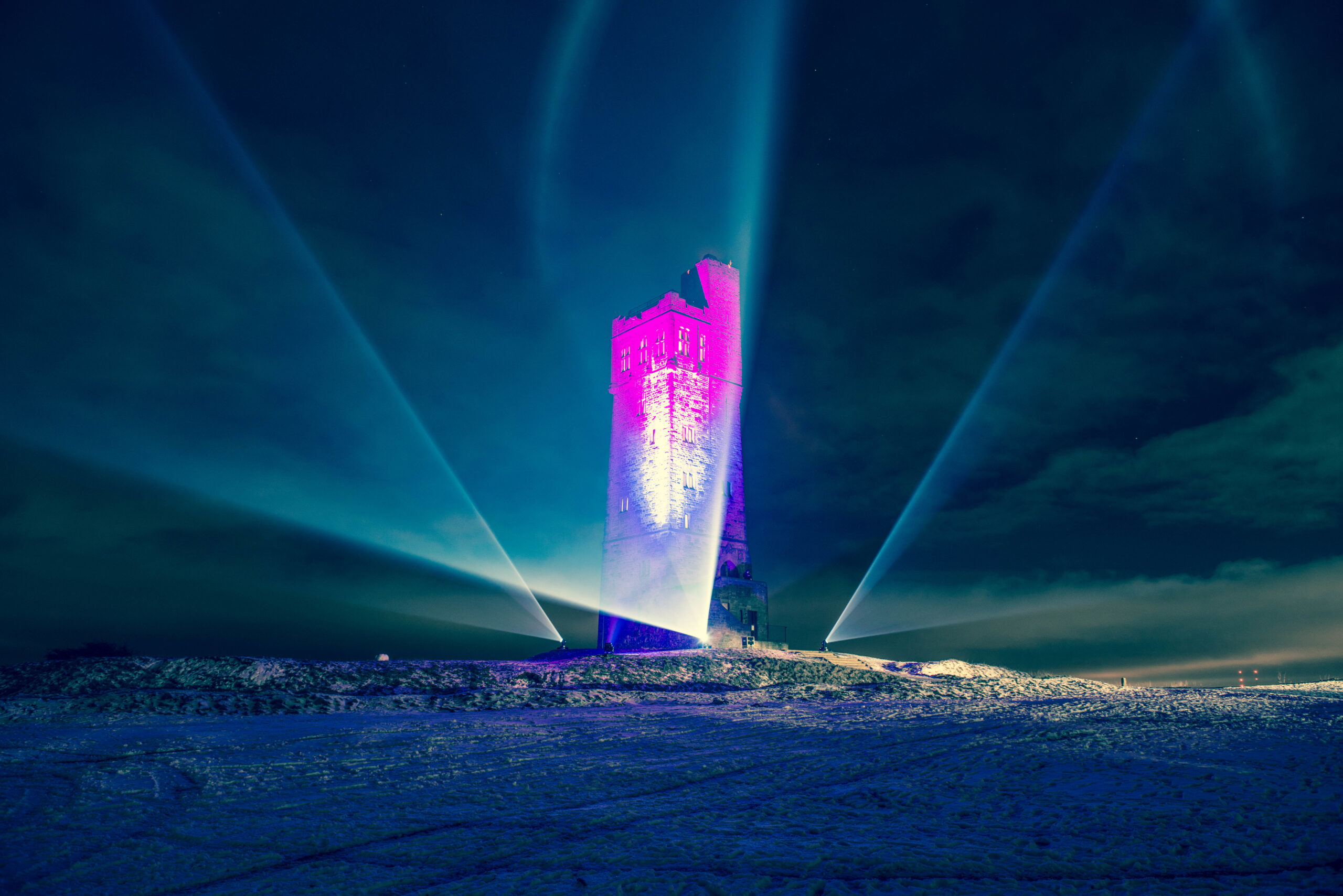 Victoria Monument Light Show, Huddersfield, West Yorkshire